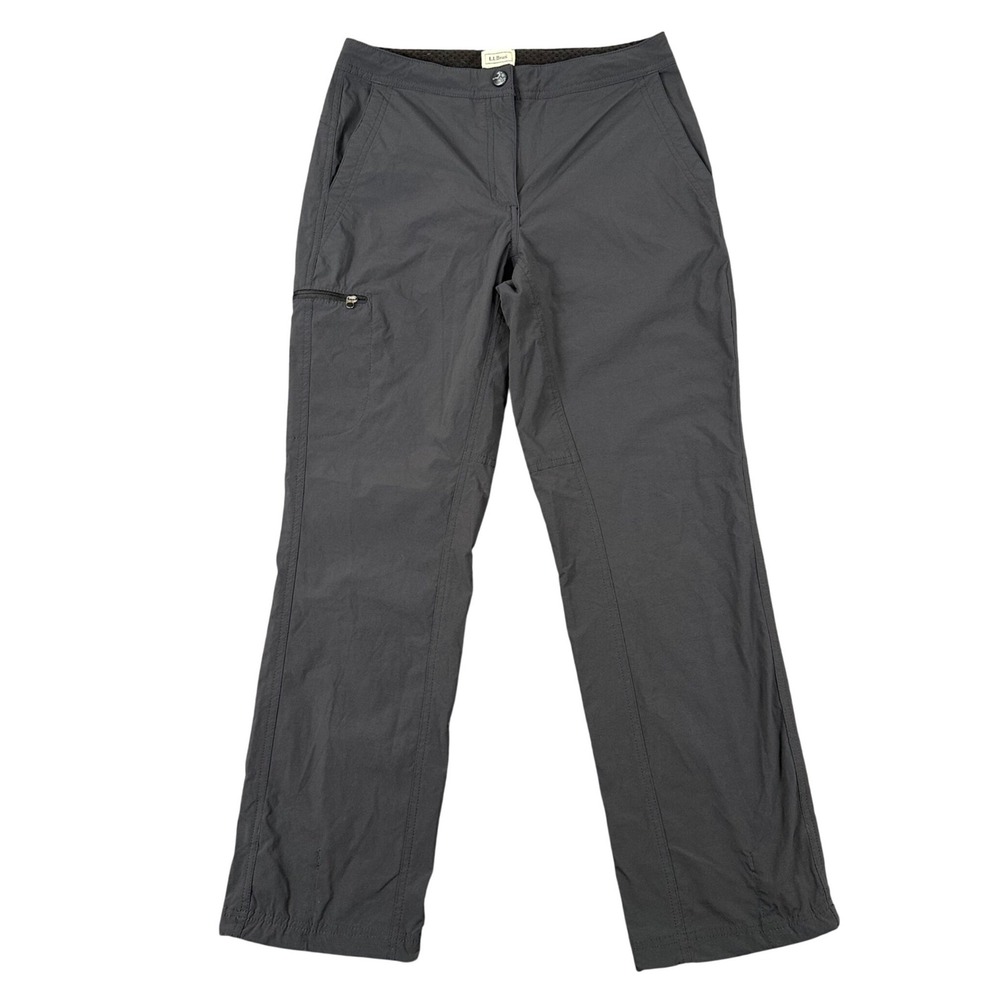 LL Bean Womens M Gray Hiking Pants Nylon Spandex Zip Pocket Outdoor‎ Travel